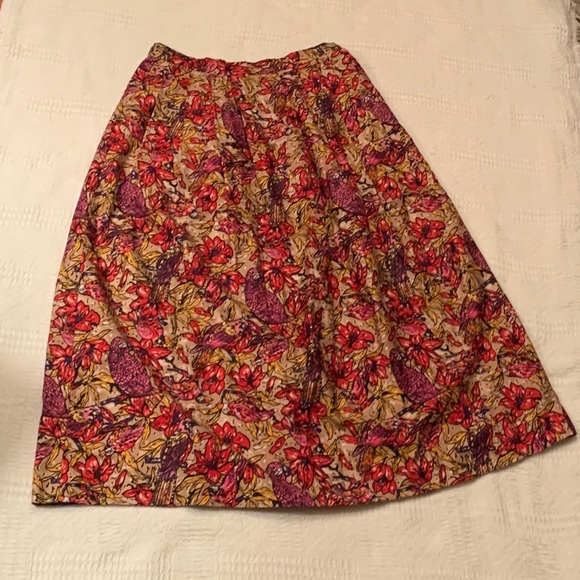 Vintage Tropical Bird Print Skirt - Picture 2 of 5